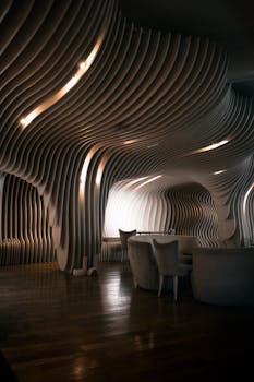 Stunning futuristic interior with organic architecture patterns in Buenos Aires, Argentina.